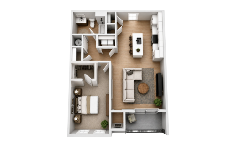 Violet - 1 bedroom floorplan layout with 1 bathroom and 760 square feet